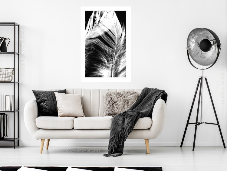 Wall Poster White Feather - black and white bird feathers on a dark contrasting background 129773 additionalImage 8