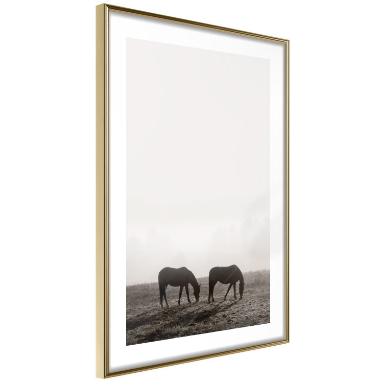 Wall Poster Morning Respite - landscape of horses in a field against bright sky 130273 additionalImage 7