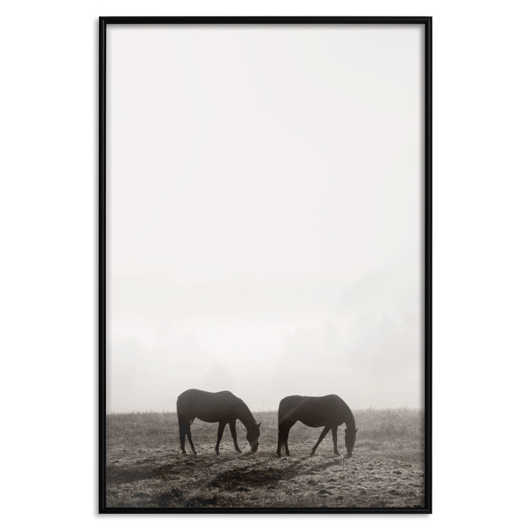 Wall Poster Morning Respite - landscape of horses in a field against bright sky 130273 additionalImage 16