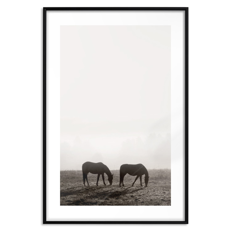 Wall Poster Morning Respite - landscape of horses in a field against bright sky 130273 additionalImage 15