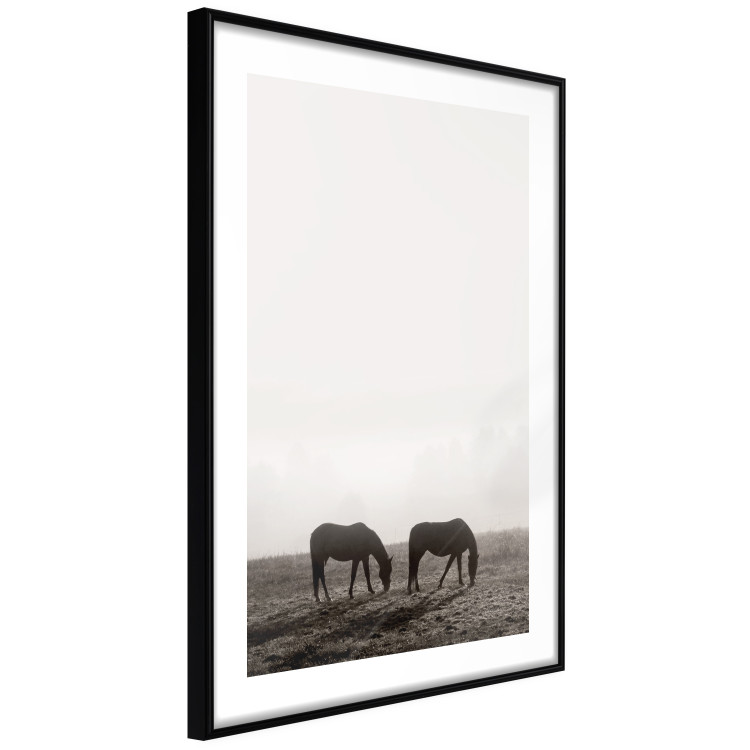 Wall Poster Morning Respite - landscape of horses in a field against bright sky 130273 additionalImage 6