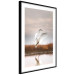 Poster Autumn Over the Lake - landscape of a white bird against a golden field 130373 additionalThumb 8