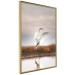 Poster Autumn Over the Lake - landscape of a white bird against a golden field 130373 additionalThumb 12