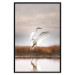 Poster Autumn Over the Lake - landscape of a white bird against a golden field 130373 additionalThumb 20