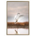 Poster Autumn Over the Lake - landscape of a white bird against a golden field 130373 additionalThumb 16