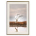 Poster Autumn Over the Lake - landscape of a white bird against a golden field 130373 additionalThumb 24