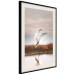 Poster Autumn Over the Lake - landscape of a white bird against a golden field 130373 additionalThumb 2