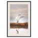 Poster Autumn Over the Lake - landscape of a white bird against a golden field 130373 additionalThumb 25