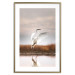 Poster Autumn Over the Lake - landscape of a white bird against a golden field 130373 additionalThumb 19