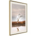 Poster Autumn Over the Lake - landscape of a white bird against a golden field 130373 additionalThumb 3