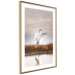 Poster Autumn Over the Lake - landscape of a white bird against a golden field 130373 additionalThumb 7