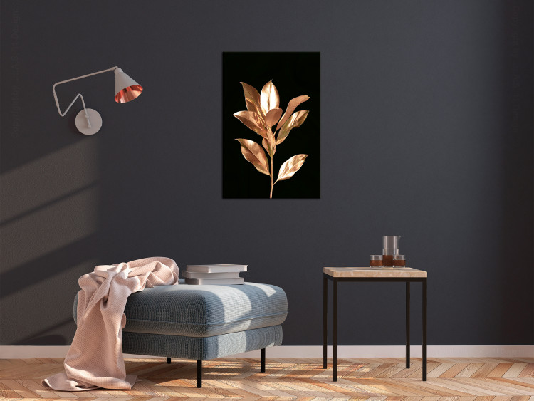 Canvas Art Print Extraordinary Twig (1-piece) Vertical - abstract golden leaves 130473 additionalImage 3