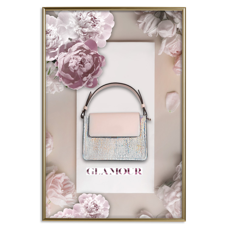 Wall Poster Elegant Handbag - feminine bag on a light background surrounded by flowers 131773 additionalImage 17