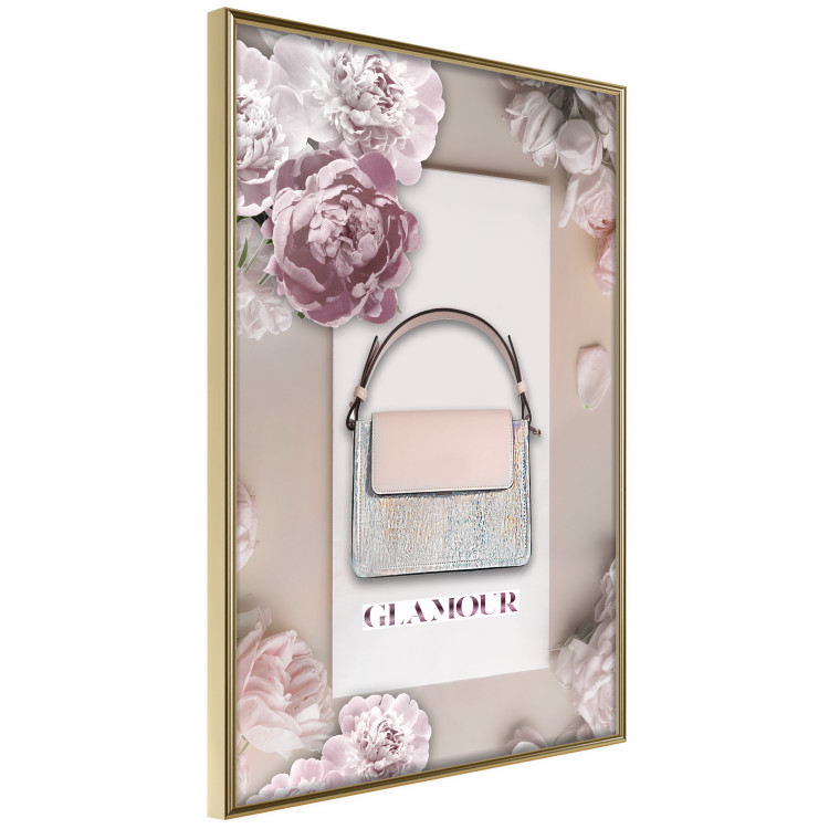 Wall Poster Elegant Handbag - feminine bag on a light background surrounded by flowers 131773 additionalImage 12