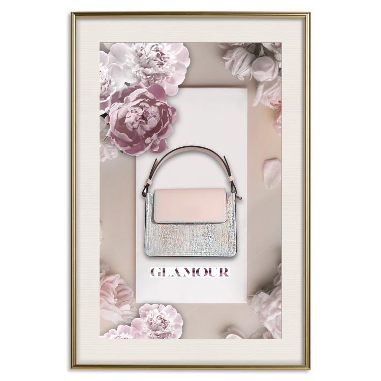 Wall Poster Elegant Handbag - feminine bag on a light background surrounded by flowers 131773 additionalImage 20