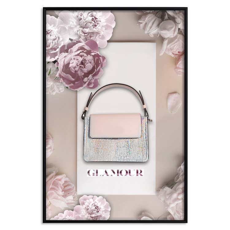 Wall Poster Elegant Handbag - feminine bag on a light background surrounded by flowers 131773 additionalImage 16