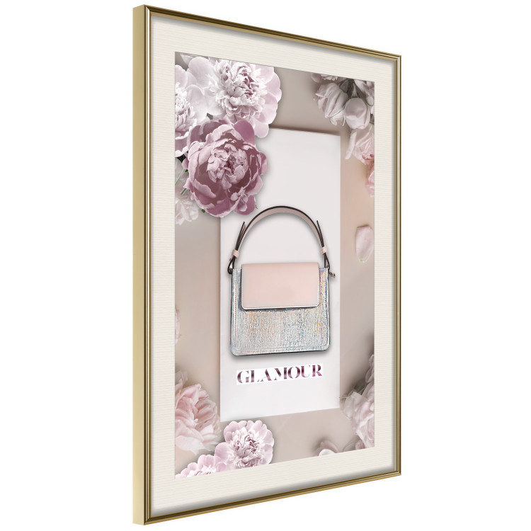 Wall Poster Elegant Handbag - feminine bag on a light background surrounded by flowers 131773 additionalImage 3