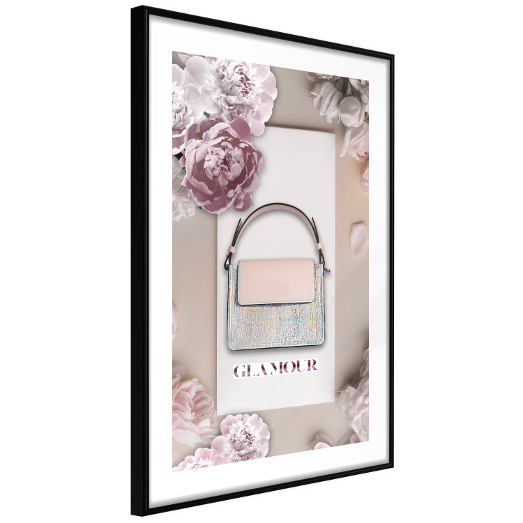 Wall Poster Elegant Handbag - feminine bag on a light background surrounded by flowers 131773 additionalImage 8