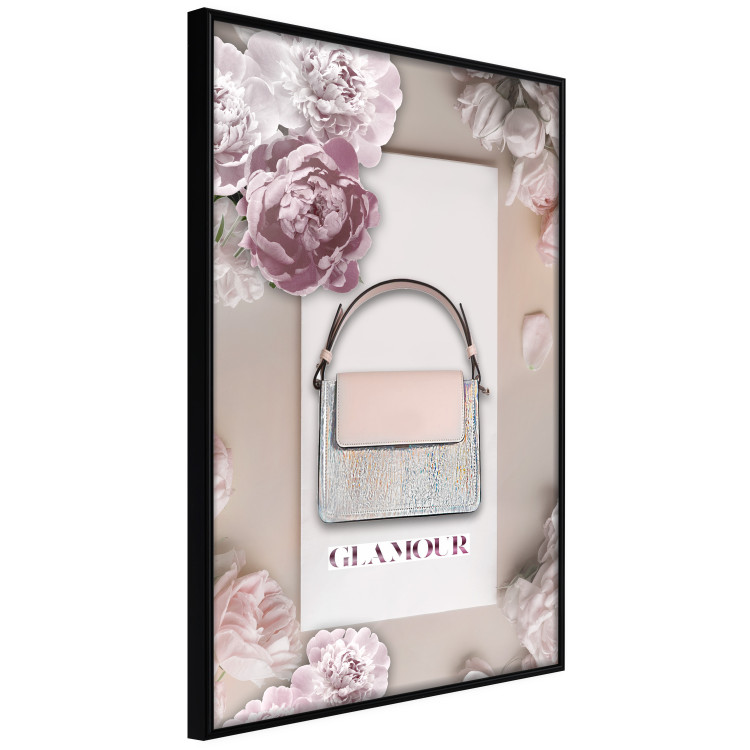 Wall Poster Elegant Handbag - feminine bag on a light background surrounded by flowers 131773 additionalImage 11