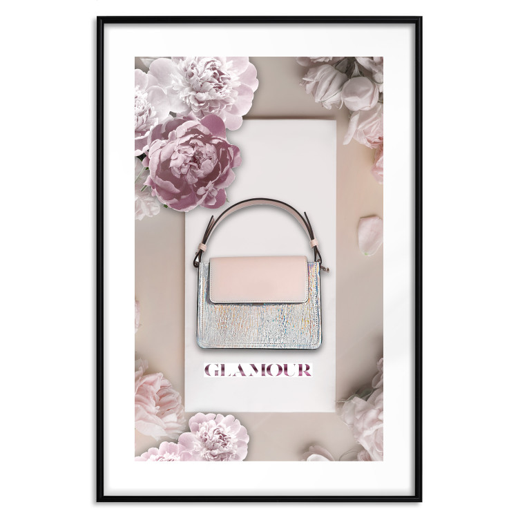 Wall Poster Elegant Handbag - feminine bag on a light background surrounded by flowers 131773 additionalImage 15