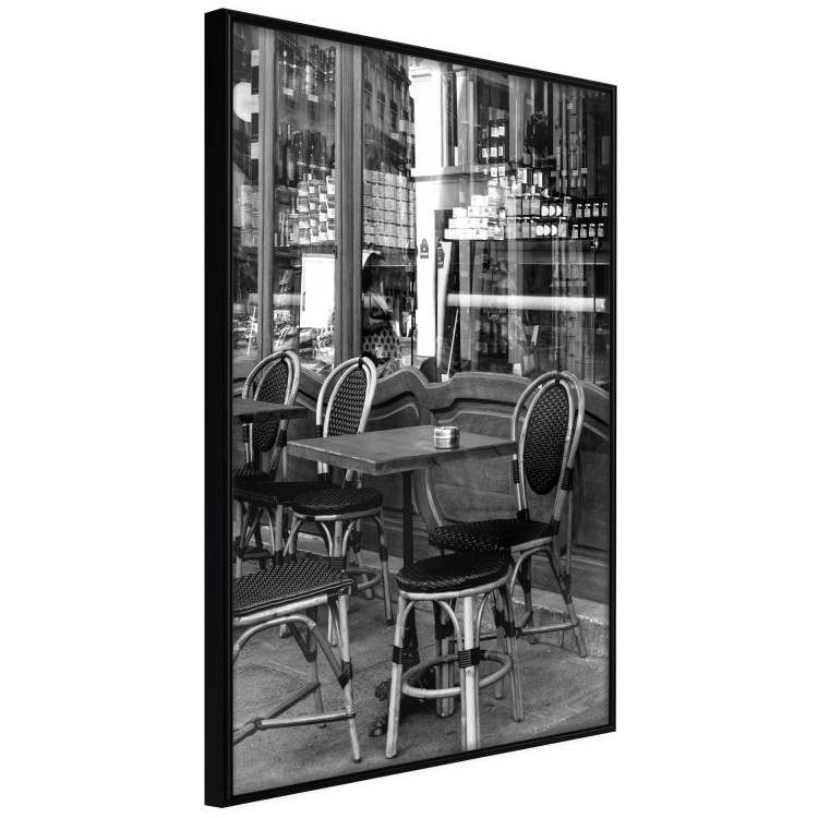 Poster Parisian Café - gray landscape of chairs and a table against the backdrop of a café 132273 additionalImage 11
