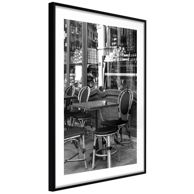 Poster Parisian Café - gray landscape of chairs and a table against the backdrop of a café 132273 additionalImage 6
