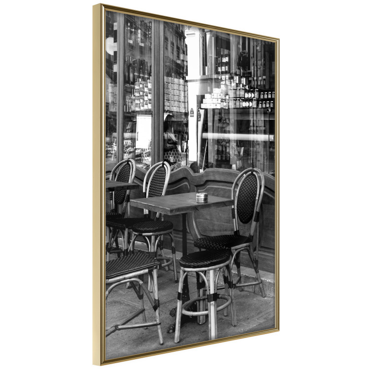Poster Parisian Café - gray landscape of chairs and a table against the backdrop of a café 132273 additionalImage 12