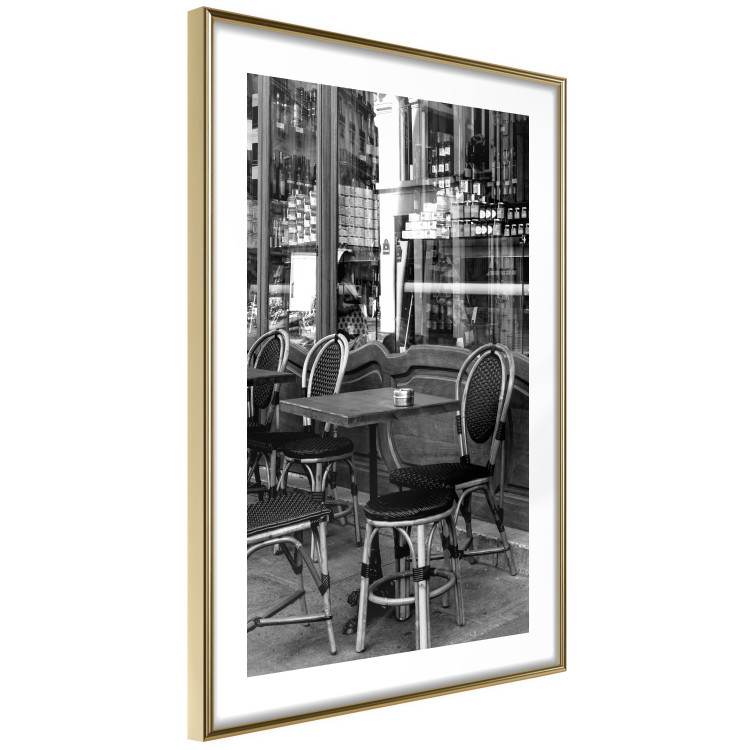 Poster Parisian Café - gray landscape of chairs and a table against the backdrop of a café 132273 additionalImage 7