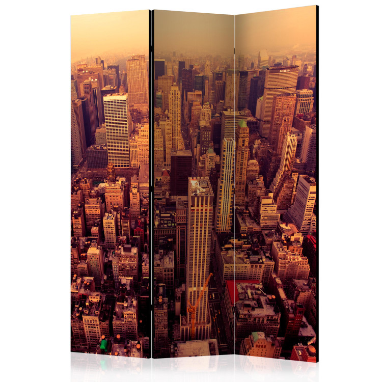 Room Divider Screen Manhattan Bird's Eye View (3-piece) - New York in warm colors 132673