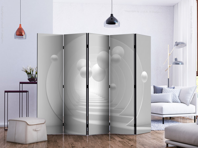 Room Separator 3D Tunnel II (5-piece) - alabaster space with spheres and circles 133073 additionalImage 2
