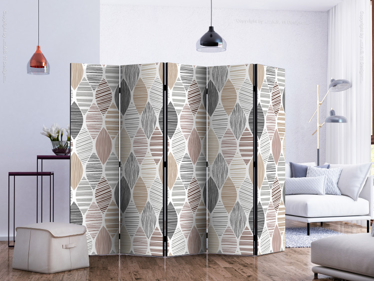 Room Divider Teardrops II (5-piece) - unique composition in colorful thin stripes 133173 additionalImage 2