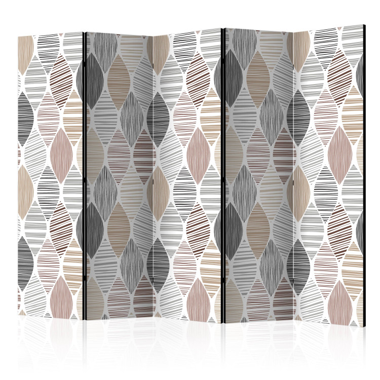 Room Divider Teardrops II (5-piece) - unique composition in colorful thin stripes 133173