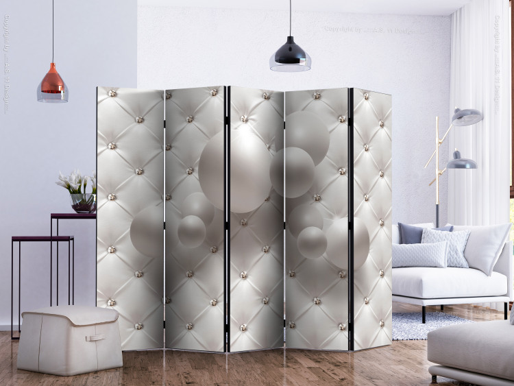 Room Divider White Kingdom II (5-piece) - pink quilted pattern in 3D form 133473 additionalImage 2