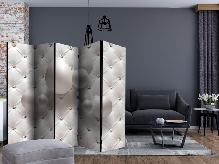 Room Divider White Kingdom II (5-piece) - pink quilted pattern in 3D form 133473 additionalImage 4