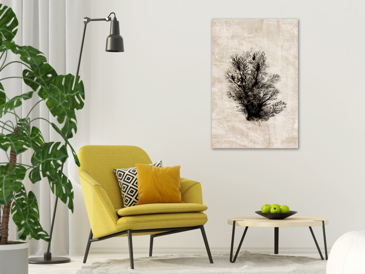 Canvas Underwater Flora - a black plant on a rubbed, bright background 134473 additionalImage 3