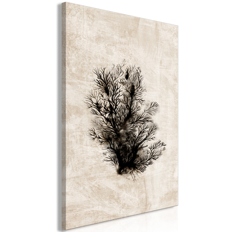 Canvas Underwater Flora - a black plant on a rubbed, bright background 134473 additionalImage 2