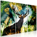 Canvas Print Surrounded by Forest (3-piece) - deer against a background of monstera and palm leaves 134573 additionalThumb 2