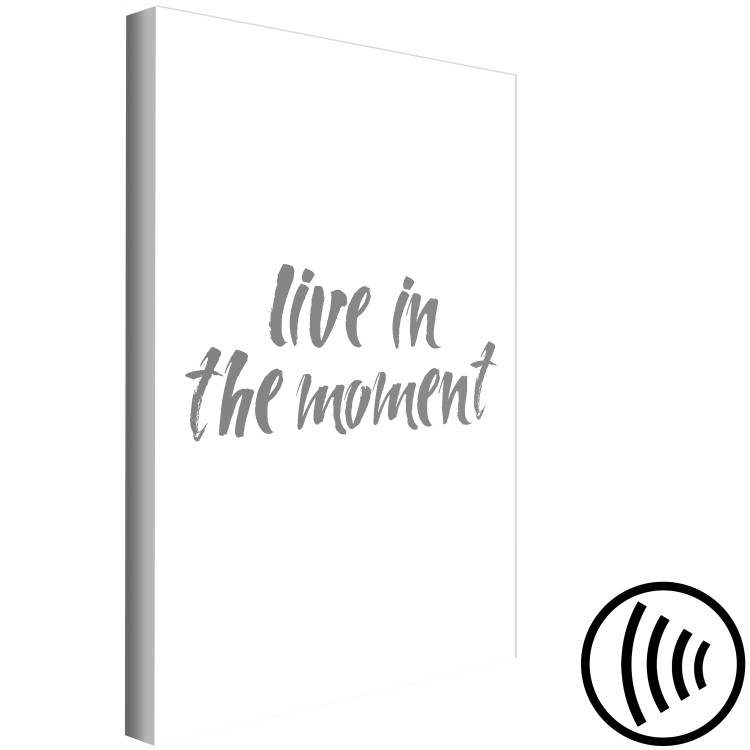Canvas Art Print Gray inscription Live In The Moment - quote on a white background 135773 additionalImage 6