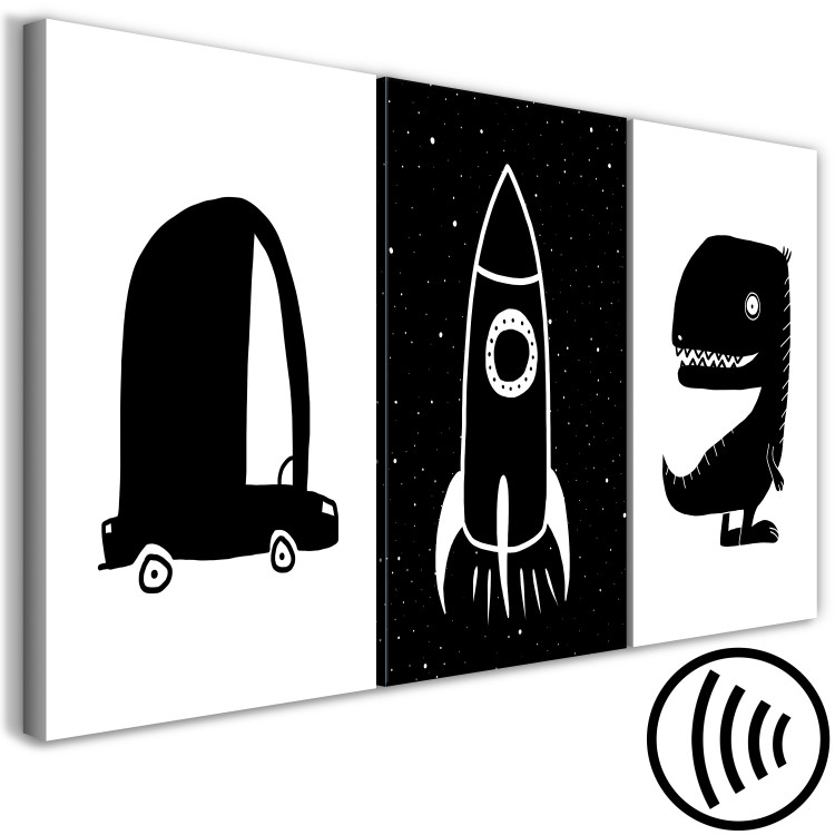 Canvas Print Boy's Set (3-piece) - black and white composition for children 143473 additionalImage 6