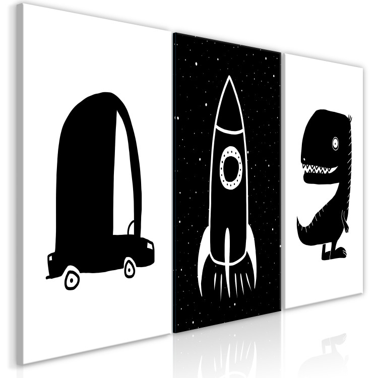 Canvas Print Boy's Set (3-piece) - black and white composition for children 143473 additionalImage 2