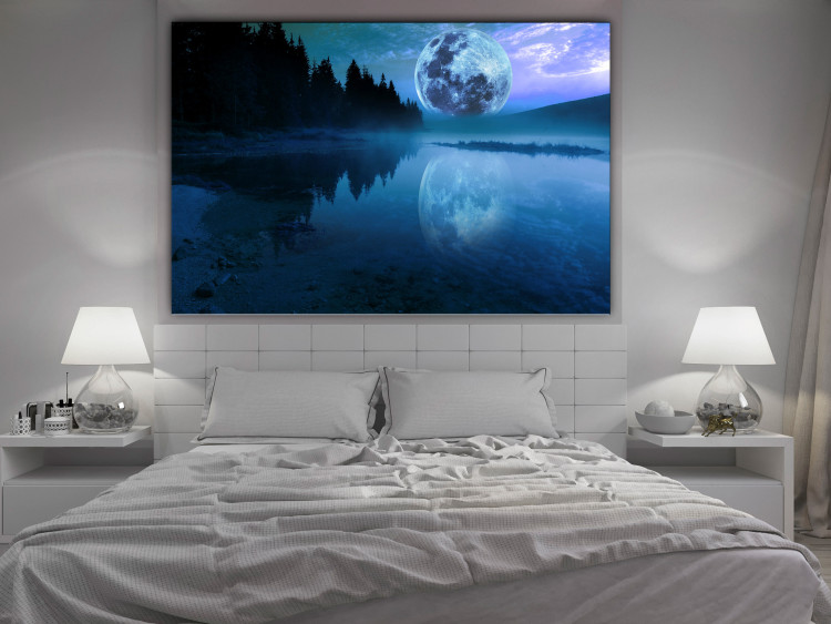 Canvas Art Print Radiant Evening (1-part) - Blue Moon Over the Lake 144573 additionalImage 3