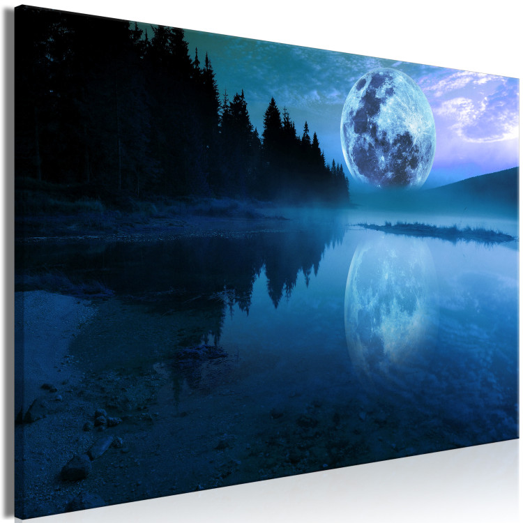 Canvas Art Print Radiant Evening (1-part) - Blue Moon Over the Lake 144573 additionalImage 2
