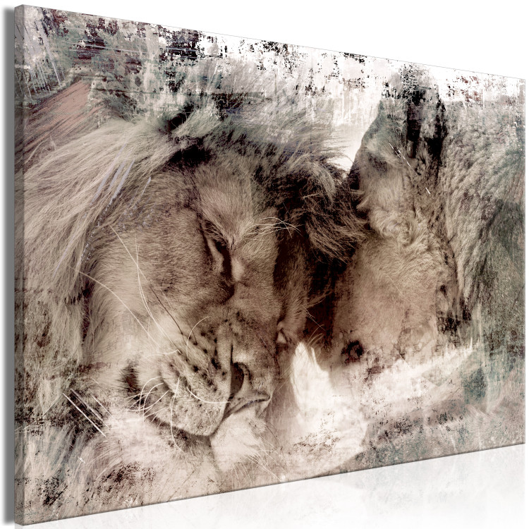 Canvas Print In Love Lions (1-piece) - animal love in neutral colors 145173 additionalImage 2