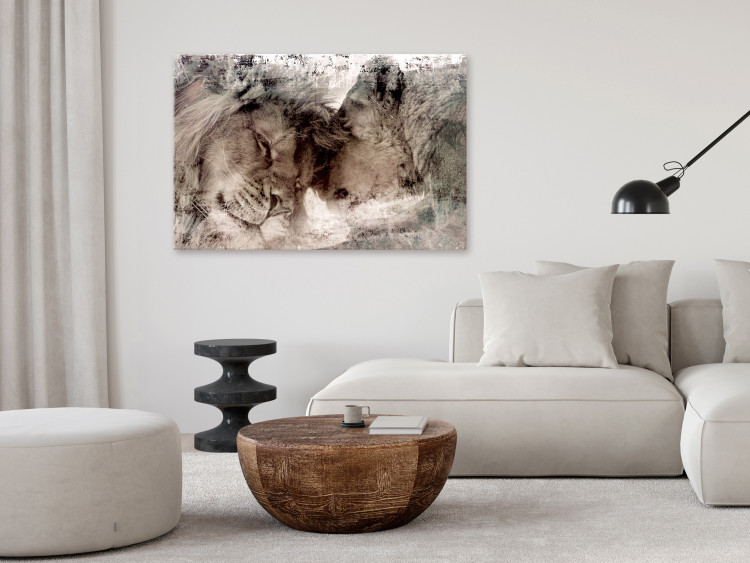 Canvas Print In Love Lions (1-piece) - animal love in neutral colors 145173 additionalImage 3