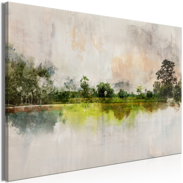 Canvas Art Print Rural Atmosphere - Rustic Painted Landscape With a Fragrant Forest 146173 additionalImage 2