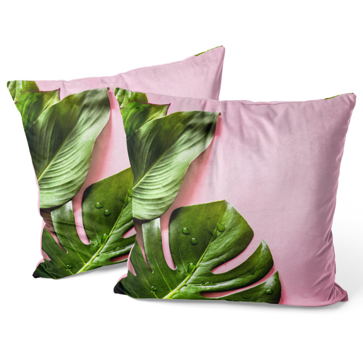 Decorative Velor Pillow A sweet combination - a floral composition in greens and pinks 147073 additionalImage 3