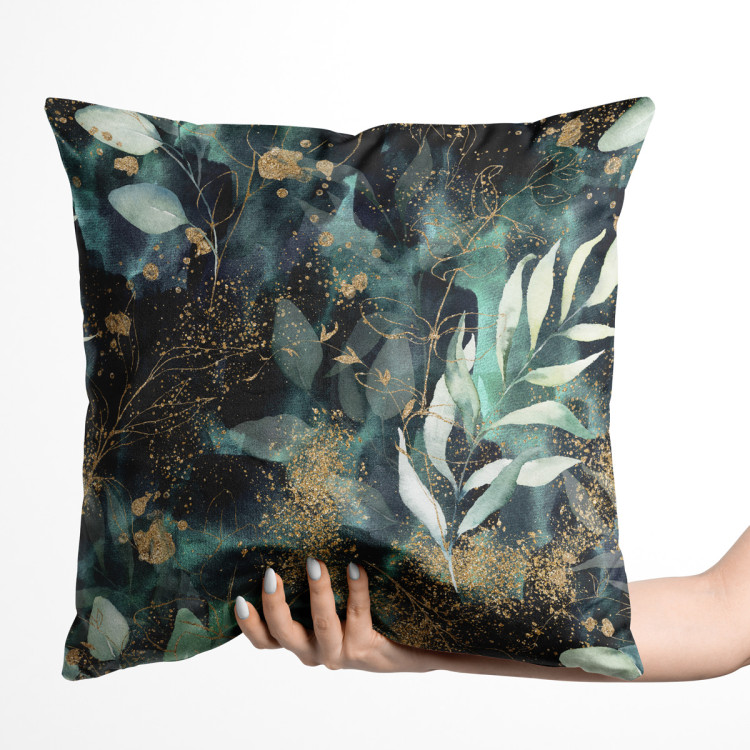 Decorative Velor Pillow Among tree branches - composition with plant motif on a dark background 147173 additionalImage 3