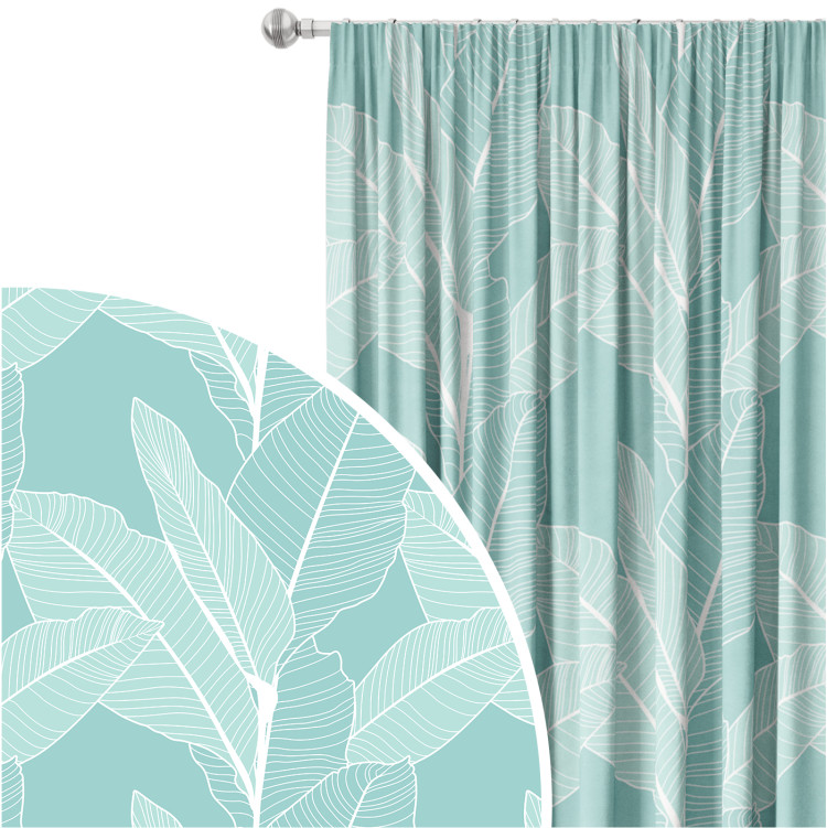 Decorative Curtain Ficus refreshment - a botanical glamour composition with white pattern 147673