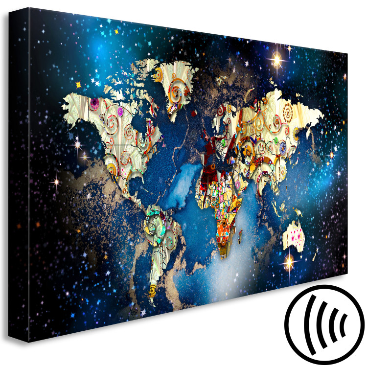 Canvas Print Abstract Map - World With Klimt Accent With Stars 148473 additionalImage 6