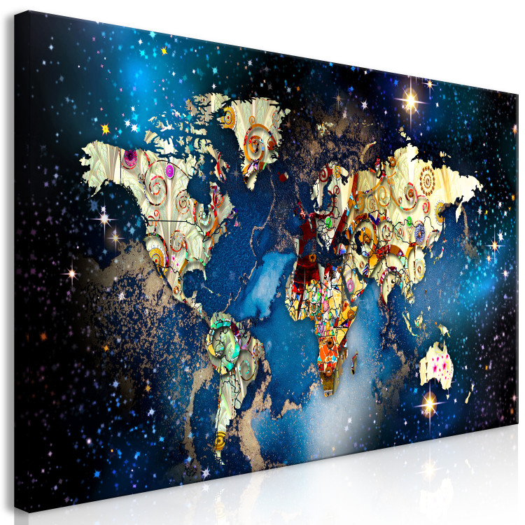 Canvas Print Abstract Map - World With Klimt Accent With Stars 148473 additionalImage 2